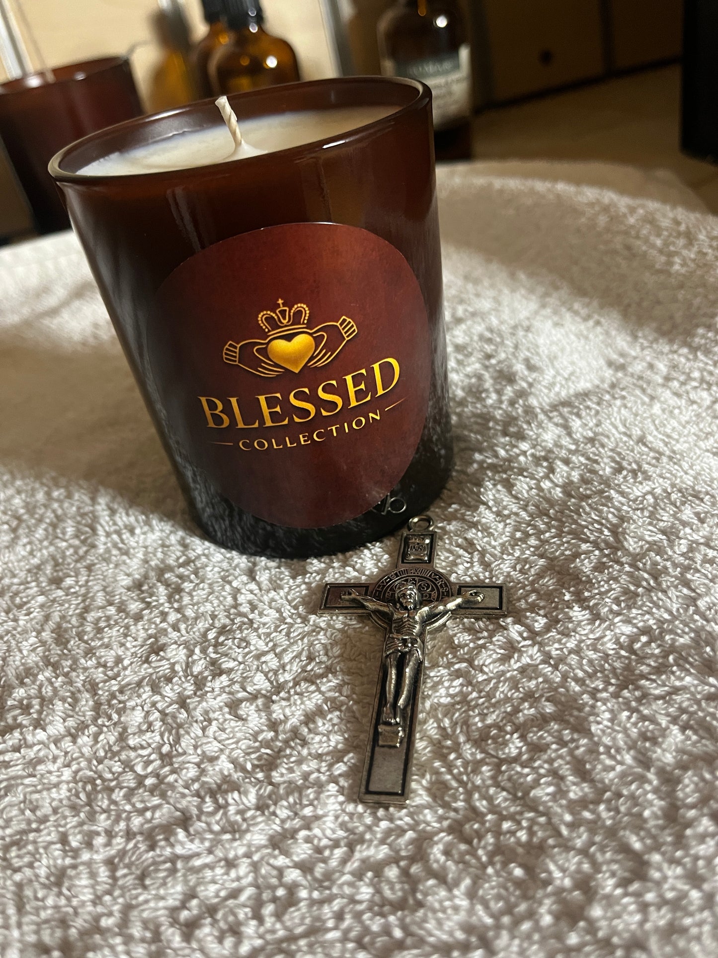 Blessed collection prayer candle infused with holy anointing oil